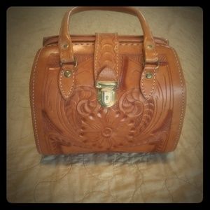 80s Handmade lether handbag